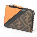フェンディ / FENDI L字ファスナー コイン カードケース 7M0330 コーティングキャンバス/レザー ブラウン/ブラック/オレンジ 【中古】 商品番号 S-156544 値下げ