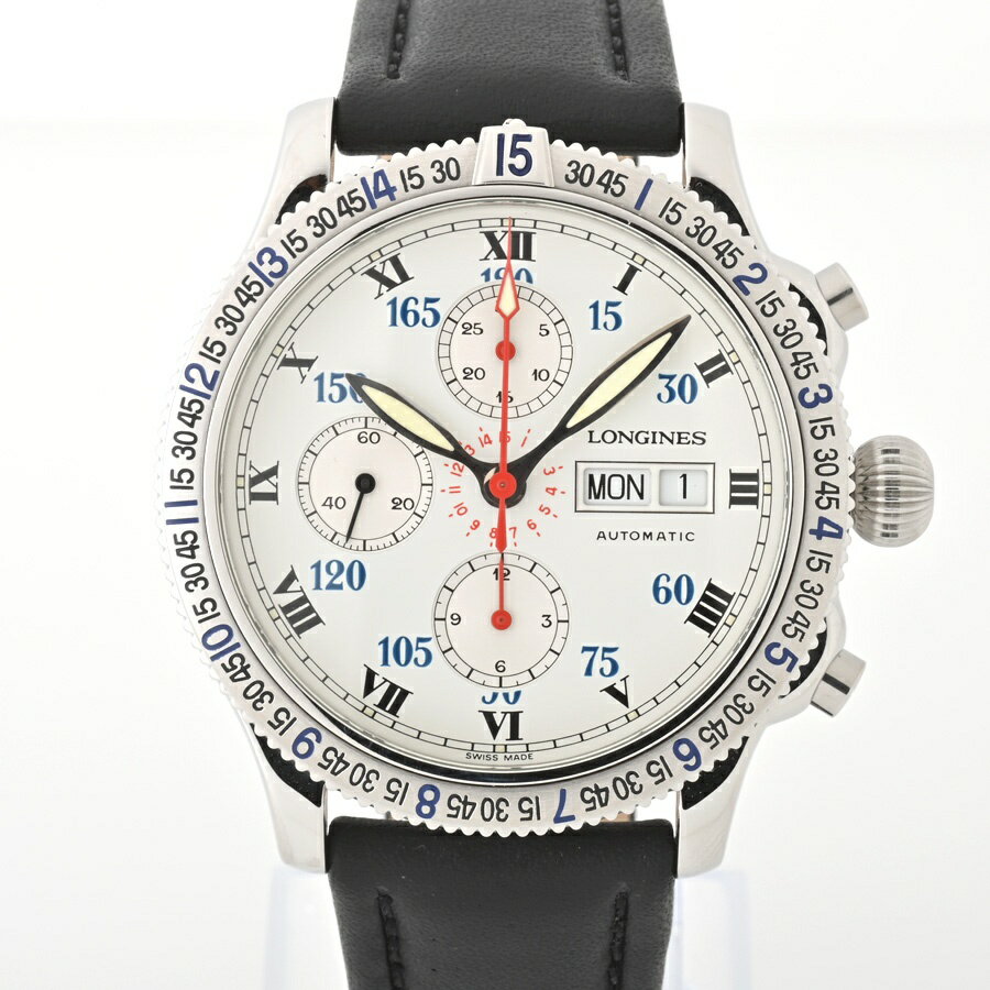 ロンジン / LONGINES リンドバーグ クロノグラフ デイデイト L2.618.4.11.2　自動巻き　ホワイト【中古】 商品番号 E-156683　新入荷
