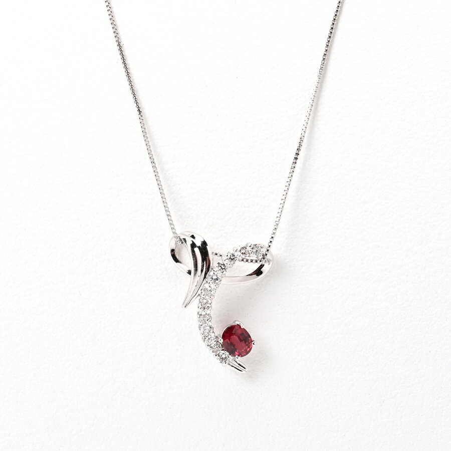樂天商城 - Pt850 / Pt900　ネックレス ルビー 0.40ct / ダイヤモンド 0.30ct　～45cm 非加熱　ピジョンブラッド【中古】 商品番号 A-156626　新入荷