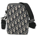 【中古】ディオール/DIOR ストラップ付きジップポーチ / メッセンジャー バッグ オブリーク ジャカード ベージュ/ブラック S-157108 値下げ