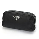 【中古】 プラダ / PRADA Re-Nylon × サフィアーノレザー ネセセール / コスメポーチ / トラベルポーチ 2NA045 ナイロン ブラック(...
