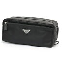【中古】 プラダ / PRADA Re-Nylon x サフィアーノレザー トラベルポーチ コスメポーチ 2NA029 ナイロン ブラック 商品番号 S-157...