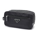 【中古】 プラダ / PRADA Re-Nylon x サフィアーノレザー トラベルポーチ / コスメポーチ 2NA819 ファブリック/レザー ブラック 商品...