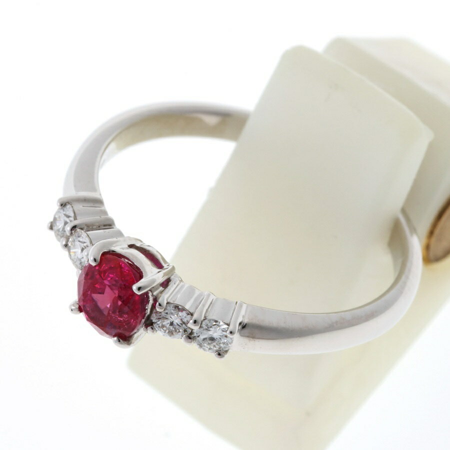 樂天商城 - 【中古】 Pt900　リング ルビー 0.485ct / ダイヤモンド 0.14ct # 11.5　非加熱 商品番号 70077　新入荷