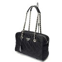 【中古】 プラダ / PRADA キルティング チェーンショルダー ボストンバッグ 1BB903 ナイロン ネロ 商品番号 E-158408 新入荷
