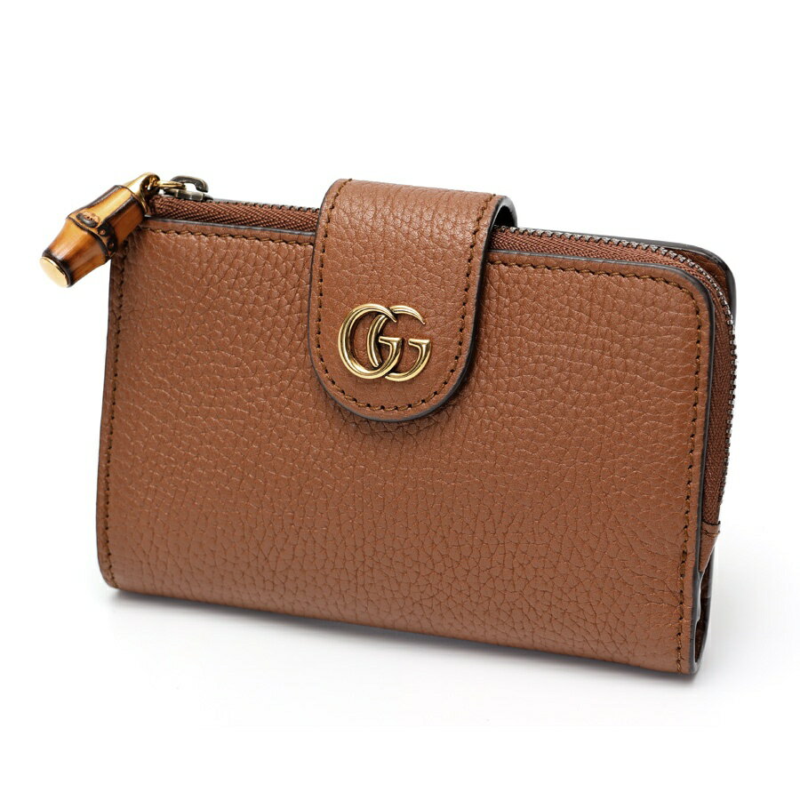樂天商城 - 【中古】 グッチ / GUCCI バンブー付き ダブルG ミディアム ウォレット 二つ折り財布　739498　ブラウン 商品番号 S-158356　値下げ