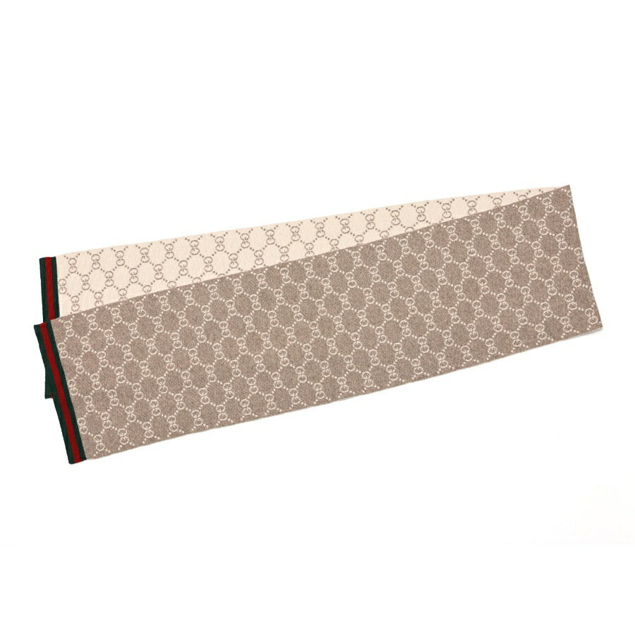 【中古】 グッチ / GUCCI GG ウェビング トリコット ウール マフラー 325806 3G206 2878 ウール100％ グレージュ系 商品番号 70148 新入荷