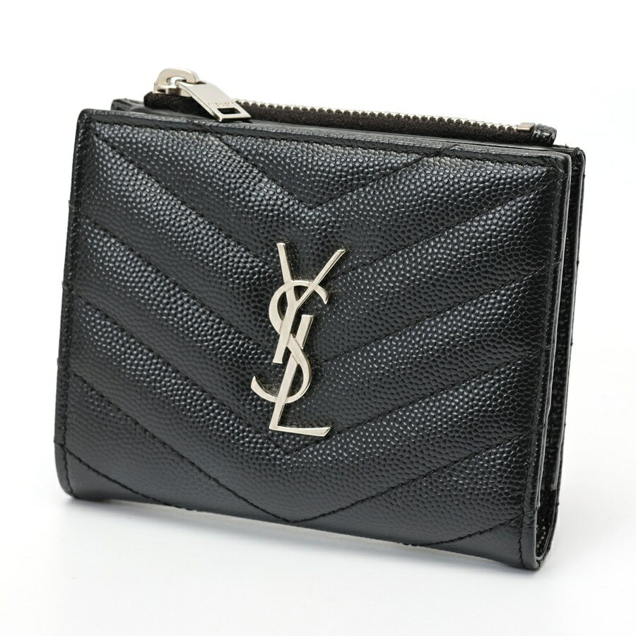 樂天商城 - 【中古】 サンローラン / SAINT LAURENT モノグラム バイフォールドウォレット　575879 グレイン ド プードルエンボスレザー　ブラック 商品番号 T-159337　値下げ