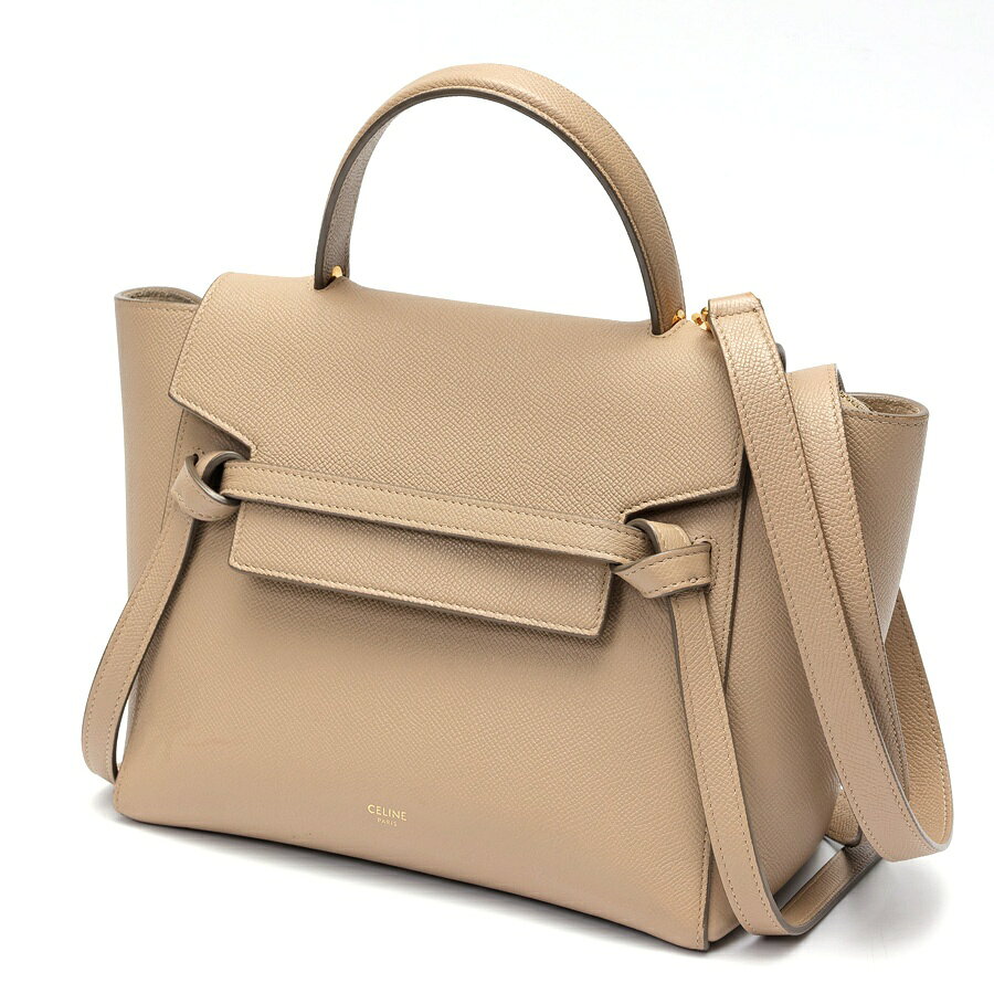 樂天商城 - 【中古】 セリーヌ / CELINE ベルトバッグ マイクロ / 2WAYショルダー 189153ZVA.18LT / 18015 グレインドカーフスキン　ライトトープ(グレージュ系) 商品番号 S-159584　値下げ