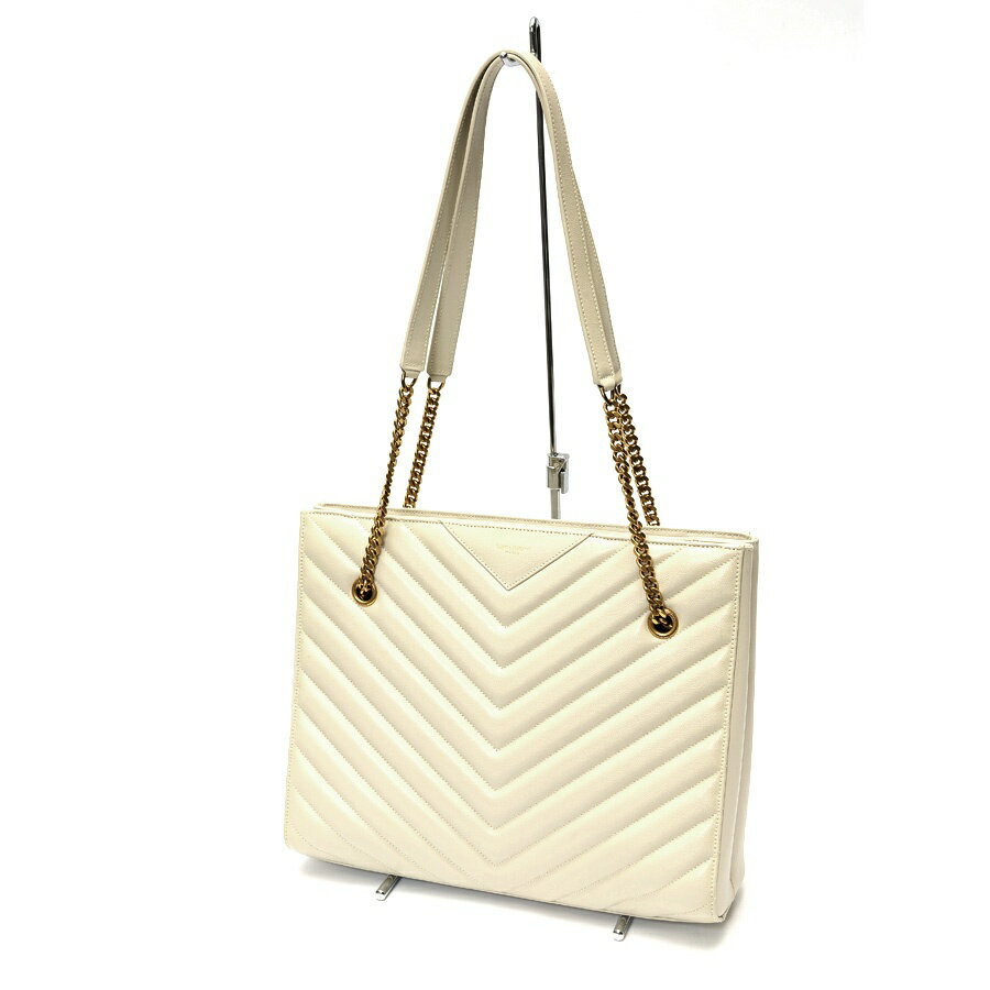 樂天商城 - 【中古】 サンローラン / SAINT LAURENT チェーン トート / ショルダーバッグ 568864　カーフ 　アイボリー系 商品番号 S-160141　値下げ