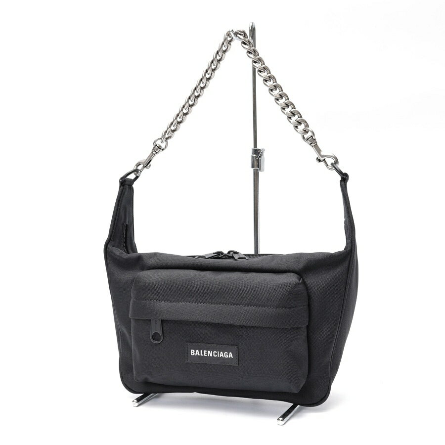 【中古】 バレンシアガ / BALENCIAGA レイバー ミディアム / チェーン ショルダーバッグ 741080　ナイロン/メタル　ブラック 新入荷