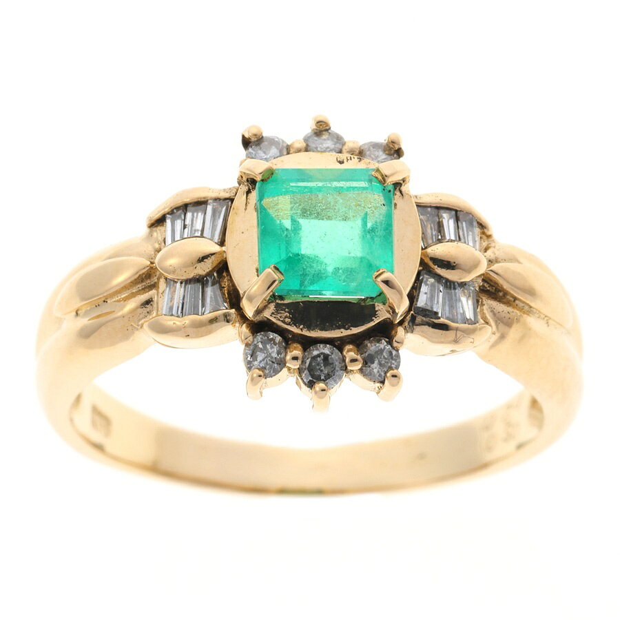 樂天商城 - 【中古】 K18YG　リング エメラルド 0.50ct / ダイヤモンド 0.20ct　# 12 商品番号 B-159942　新入荷