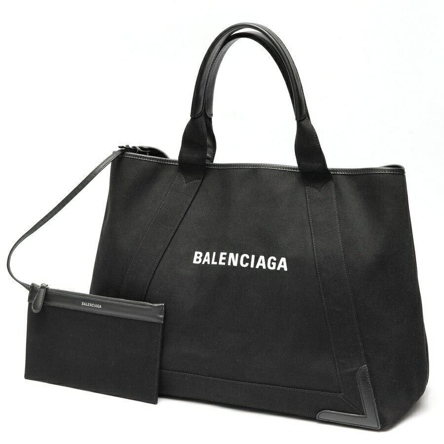 樂天商城 - 【中古】 バレンシアガ / BALENCIAGA ネイビーカバス M / トートバッグ 339936　キャンバス/レザー　ブラック 新入荷