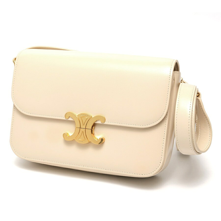 樂天商城 - 【中古】 セリーヌ / CELINE クラシック トリオンフ バッグ/ ショルダーバッグ 18736　シャイニーカーフスキン　アイボリー系 新入荷