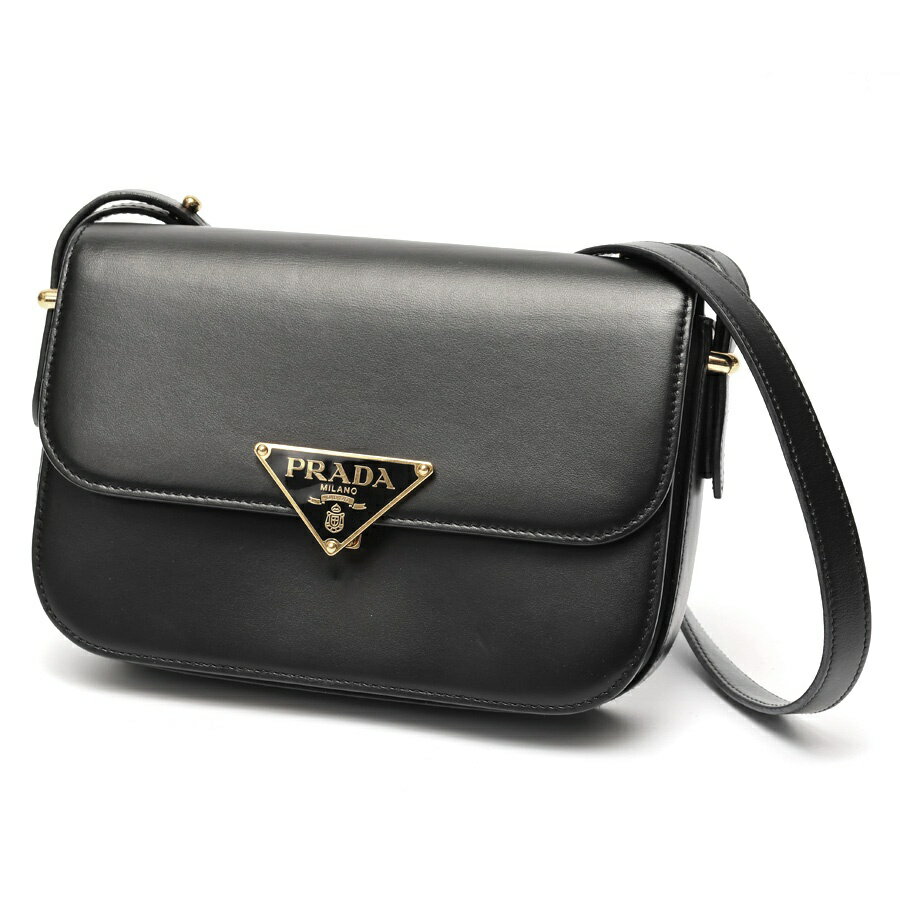 樂天商城 - 【中古】 プラダ / PRADA トライアングル ロゴ ショルダーバッグ 1BD375　ガラスレザー　ブラック 新入荷