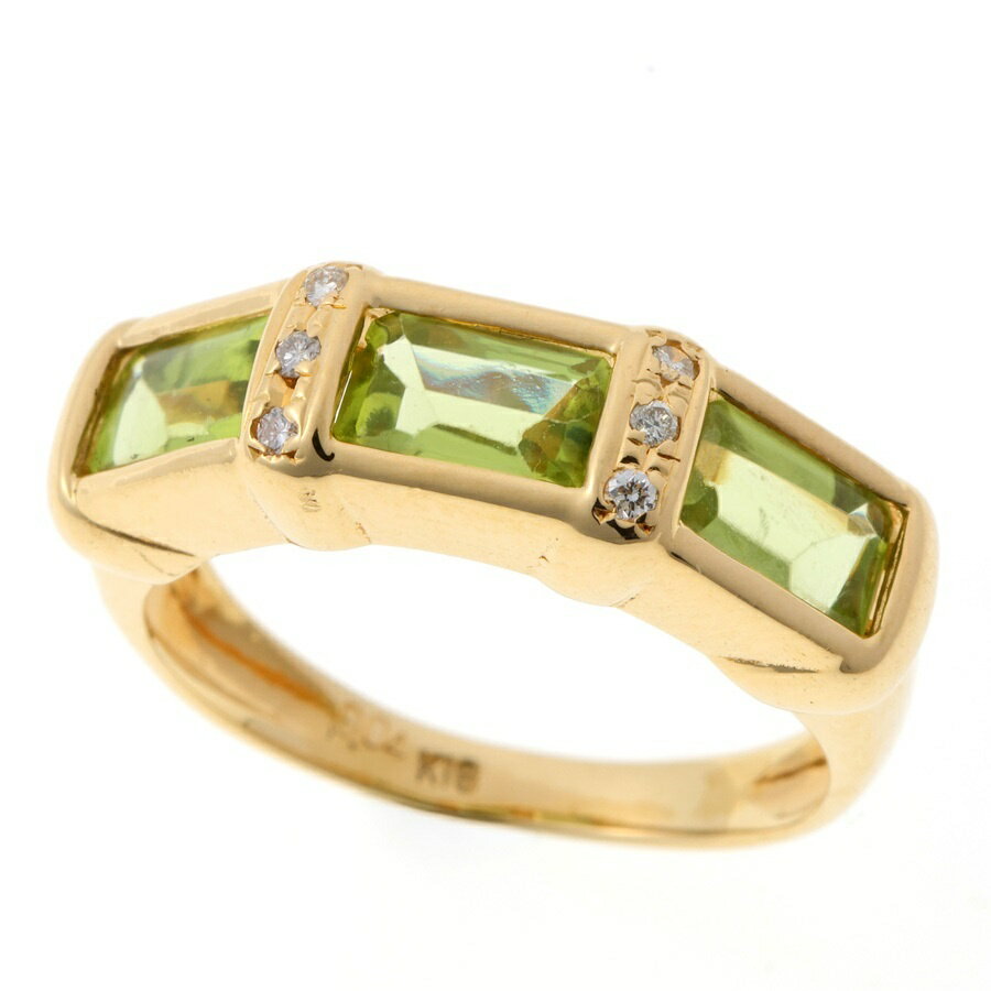 Rakuten - 【中古】 K18YG　リング ペリドット / ダイヤモンド 0.04ct　# 11 商品番号 70217　新入荷