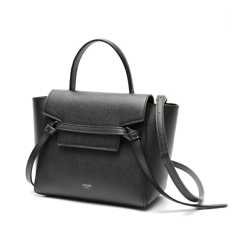 樂天商城 - 【中古】 セリーヌ / CELINE　ベルトバッグ ナノ 189003ZVA.38NO / 185003ZVA.38NO グレインドカーフスキン　ブラック 新入荷