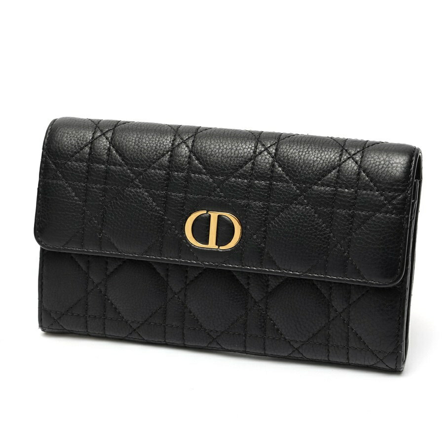 樂天商城 - 【中古】 ディオール / DIOR カロ ロング フラップ ウォレット S5039UWHC_M900 カナージュ カーフスキン　ブラック 新入荷