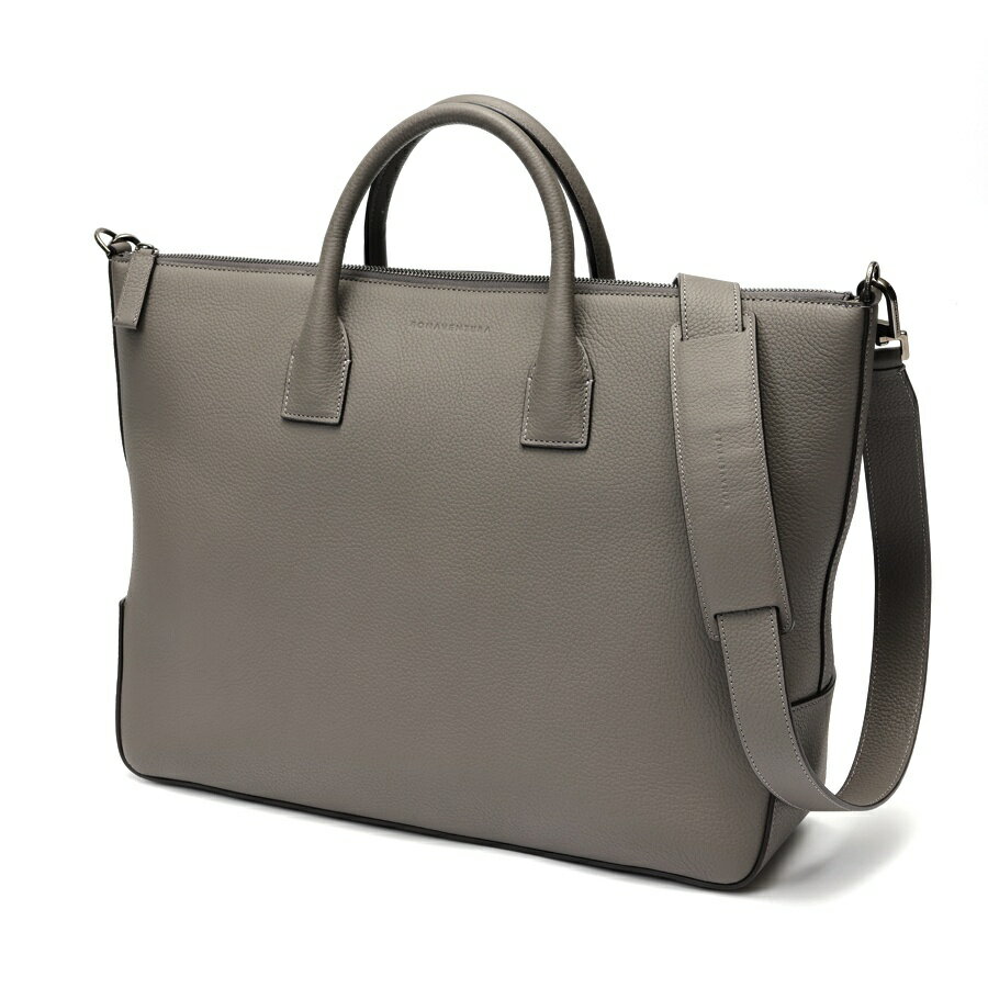 【中古美品】 ボナベンチュラ / BONAVENTURE マッシモ トップワイド ブリーフ ケース ビジネスバッグ シュリンクレザー　グレー系 新入荷