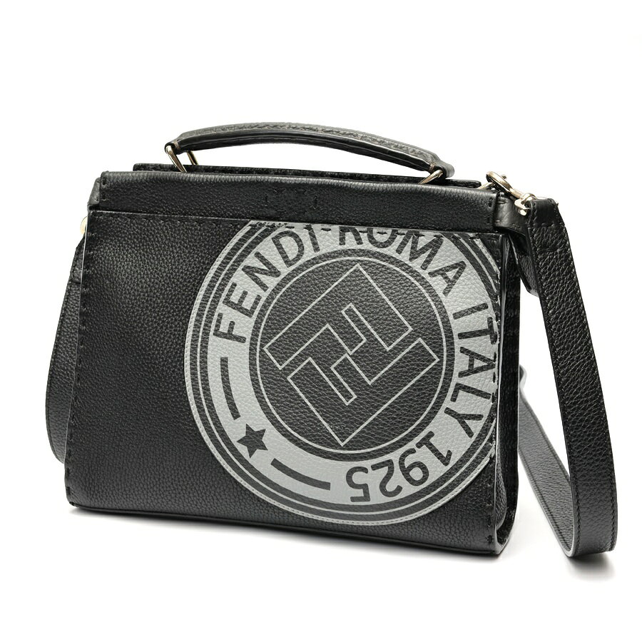 樂天商城 - 【中古】 フェンディ / FENDI ピーカブー フィット ミニ ショルダーバッグ 7VA422　セレリア レザー　ブラック/グレー 新入荷