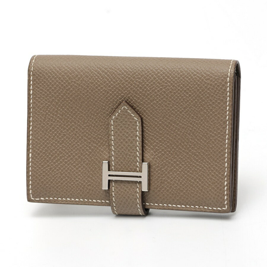 樂天商城 - 【中古】 エルメス / HERMES ベアン ミニ / カードケース ヴォー エプソン　エトゥープ/シルバー金具 新入荷
