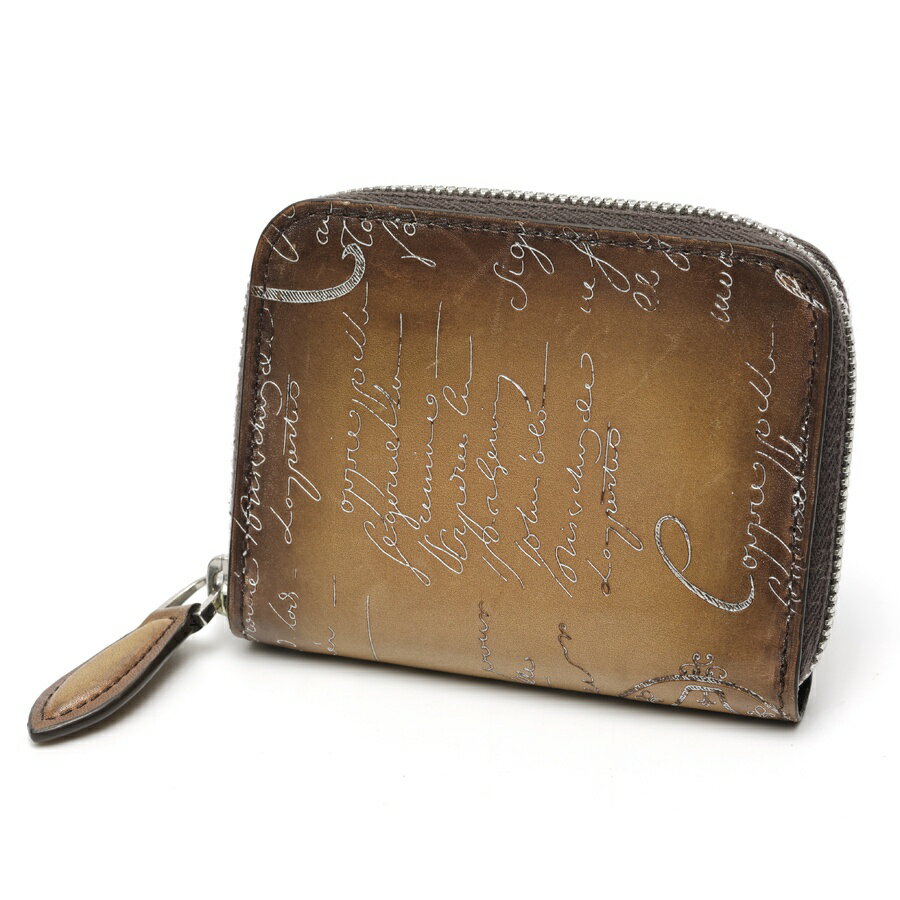 樂天商城 - 【中古】 ベルルッティ / BERLUTI ワパ マネーパース スクリットレザー ジップ付きコインパース カリグラフィ レザー　ブラウン系/シルバーパティーヌ 新入荷
