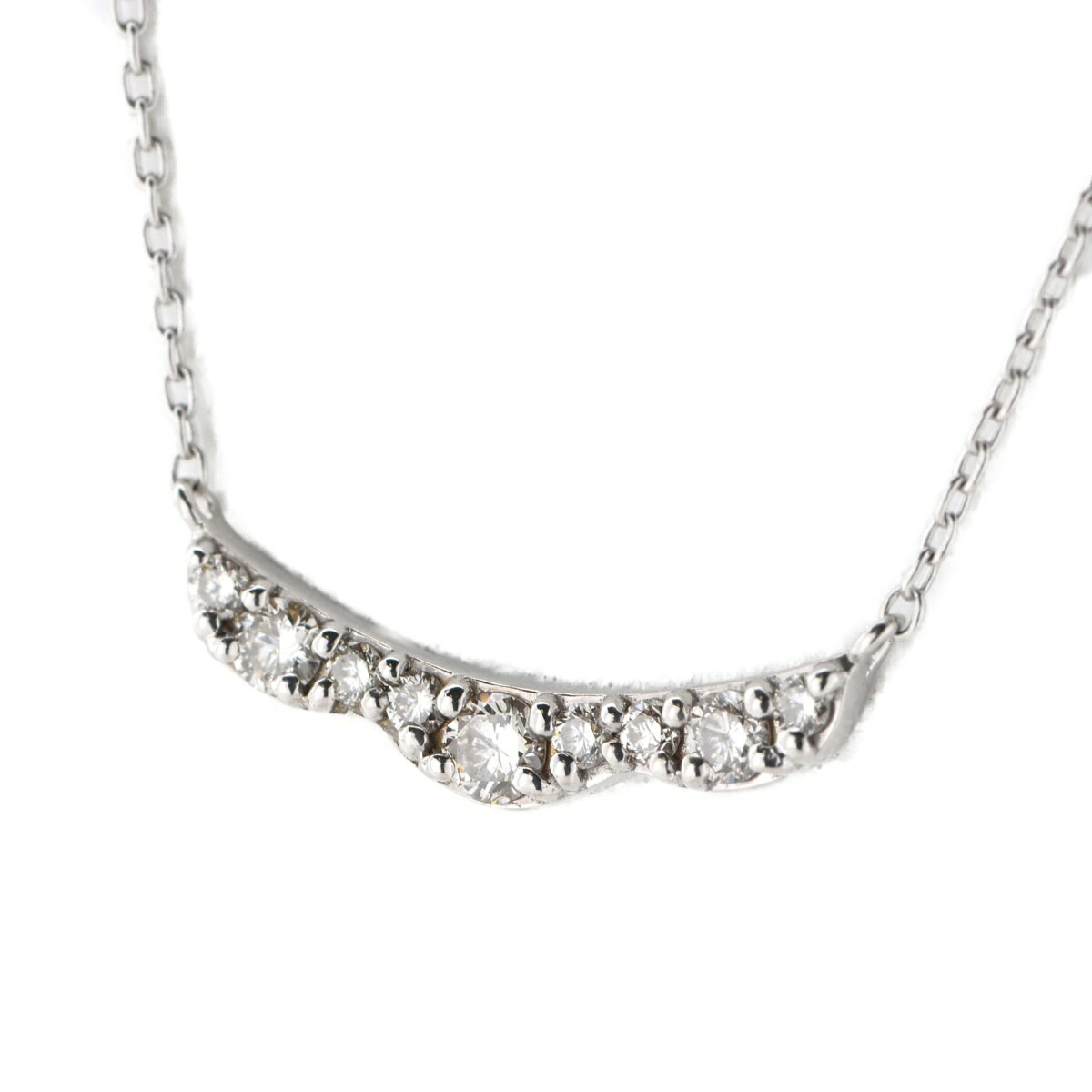 樂天商城 - 【中古】K18WG　ネックレス　ダイヤモンド0.13ct.　1.63g　41.3cm　新入荷