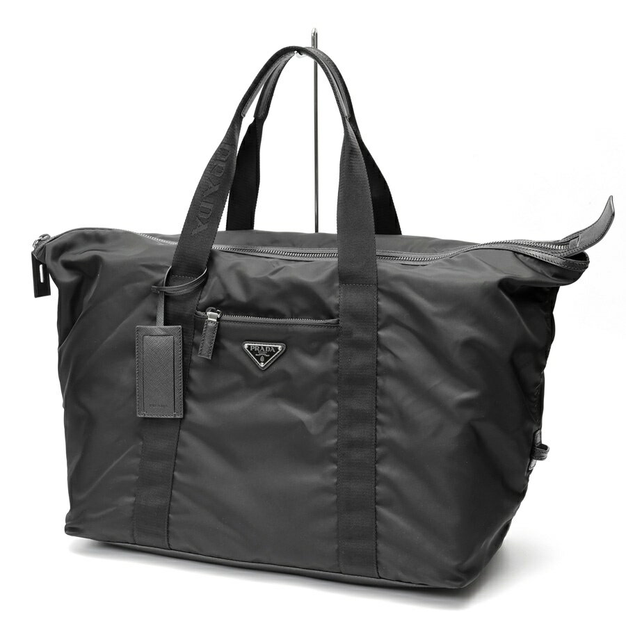 PRADA - 【中古】 プラダ / PRADA ナイロン x サフィアーノレザー ダッフルバッグ ボストンバッグ 2VC796　ナイロン/レザー　ブラック 新入荷