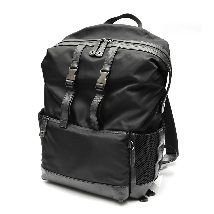 C, D, T, R, W - 【中古】 フェンディ / FENDI ズッカ バックパック / リュックサック 7VZ038　ナイロン/レザー　ブラック 新入荷