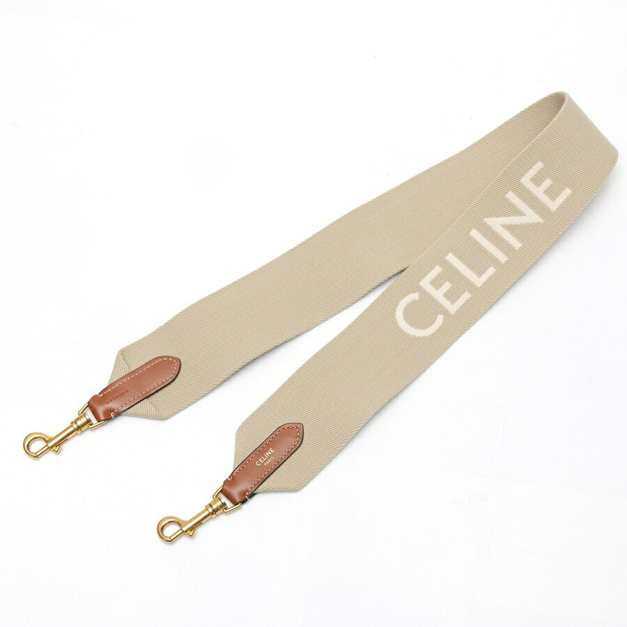 樂天商城 - 【中古】 セリーヌ / CELINE CELINE ジャカード ショートストラップ ショルダーストラップ 49S02　ベージュ/ホワイト 新入荷