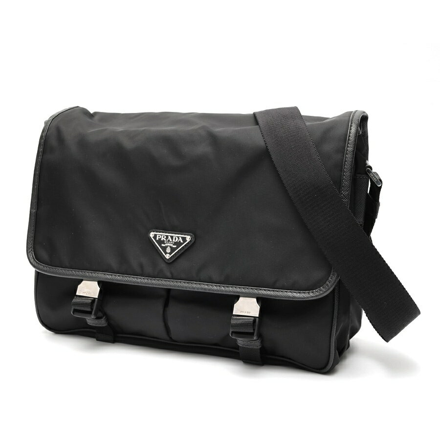 樂天商城 - 【中古】 プラダ / PRADA ナイロン x サフィアーノレザー ショルダーバッグ 2VD768　ナイロン　ブラック 新入荷