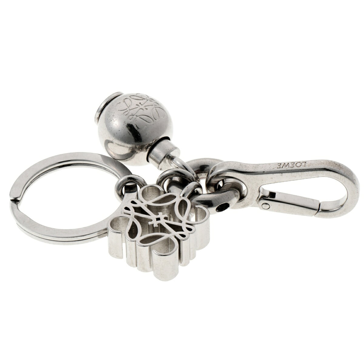 樂天商城 - 【中古】ロエベ/LOEWE　アナグラム ぺブル キーリング / キーホルダー　メタル　シルバー　新入荷