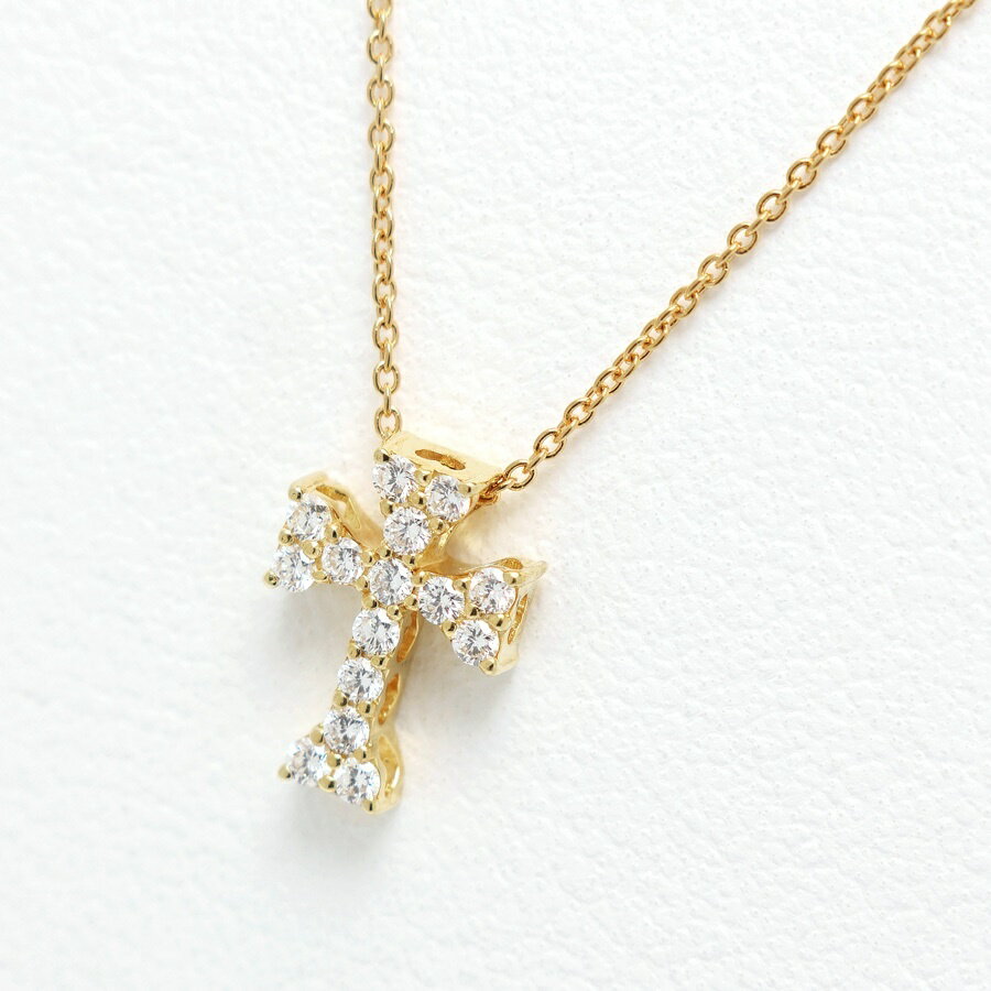 Rakuten - 【中古】 ポンテヴェキオ / Ponte Vecchio ネックレス　ダイヤモンド 0.22ct K18YG　40 cm　クロスモチーフ 新入荷
