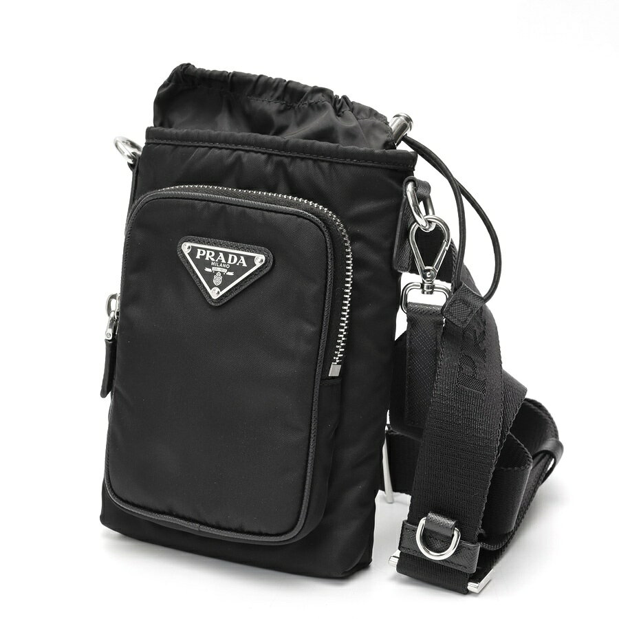 樂天商城 - 【中古】 プラダ / PRADA Re-Nylon スマートフォンケース ショルダーポーチ 2ZH155　ナイロン/レザー　ブラック 新入荷