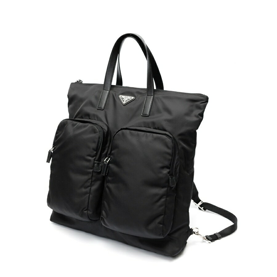 Rakuten - 【中古】 プラダ / PRADA Re-Nylon × サフィアーノレザー バックパック リュックサック　2VG053　ナイロン　ブラック 新入荷