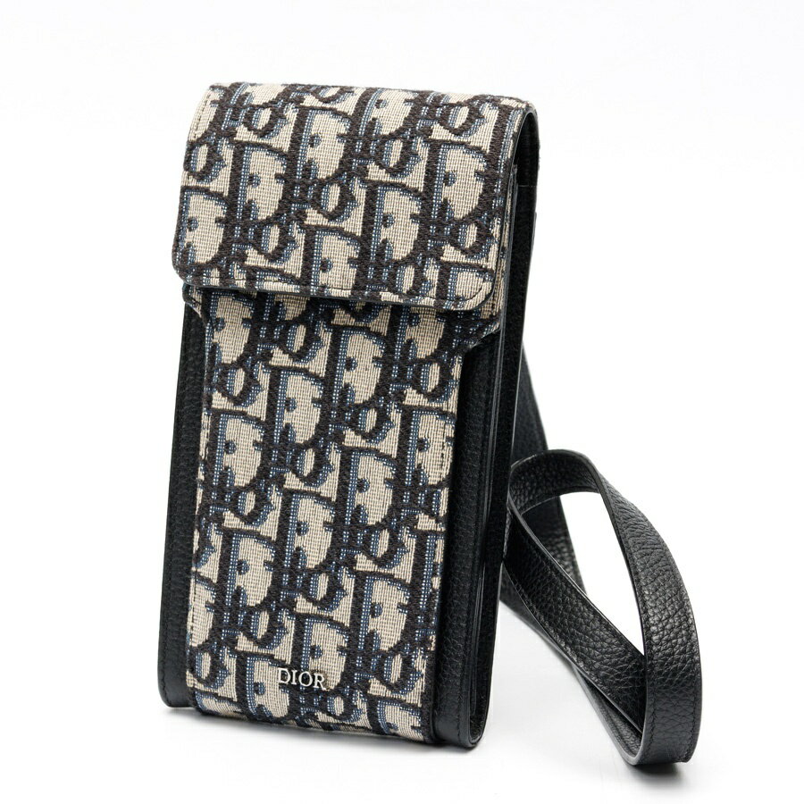 樂天商城 - 【中古】 ディオール / DIOR ショルダーポーチ / フォンホルダー オブリーク ジャガード　ベージュ/ブラック 新入荷