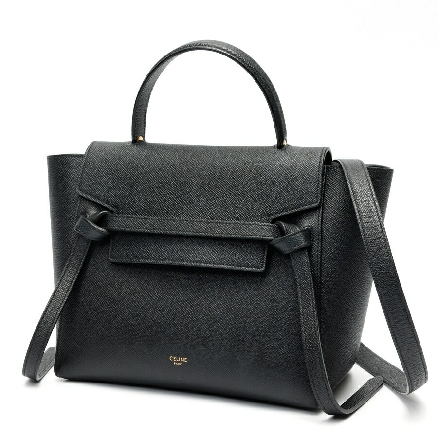 Rakuten - 【中古】 セリーヌ / CELINE ベルトバッグ マイクロ / ショルダーバッグ 189153ZVA.38NO / 180153ZVA.38NO グレインドカーフスキン　ブラック 新入荷
