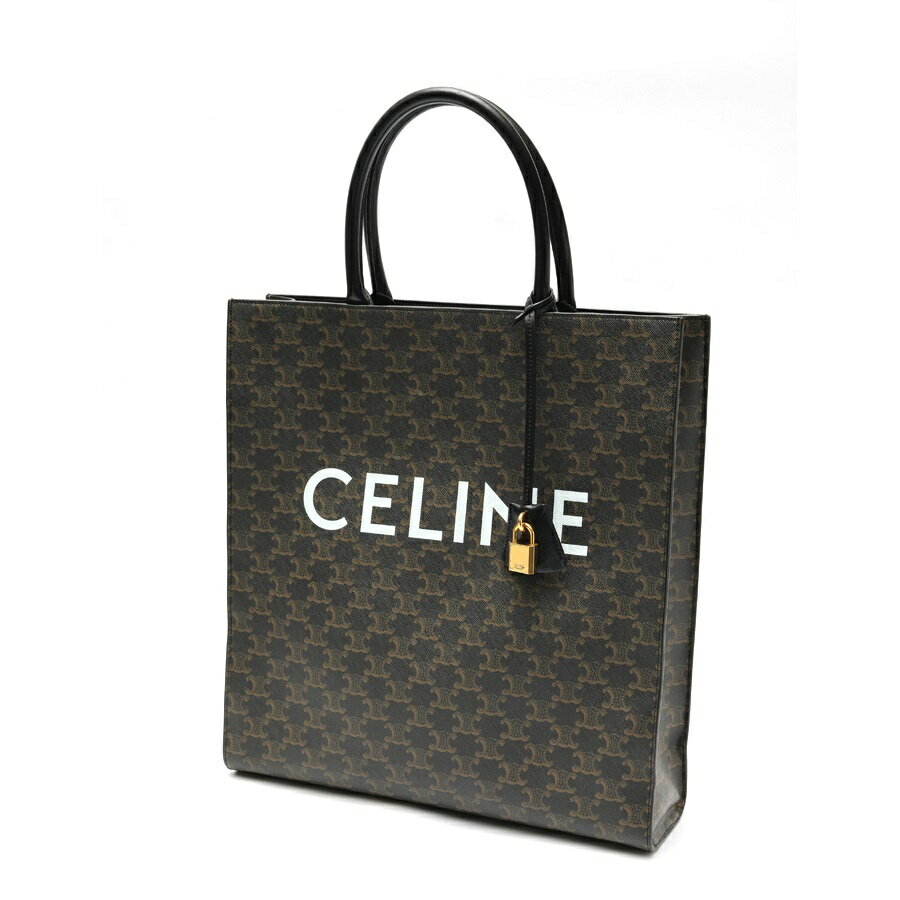 【中古】 セリーヌ / CELINE ラージ バーティカル カバ / トートバッグ 191492CIM.38NO CELINEプリント入りトリオンフキャンバス　ブラック 新入荷