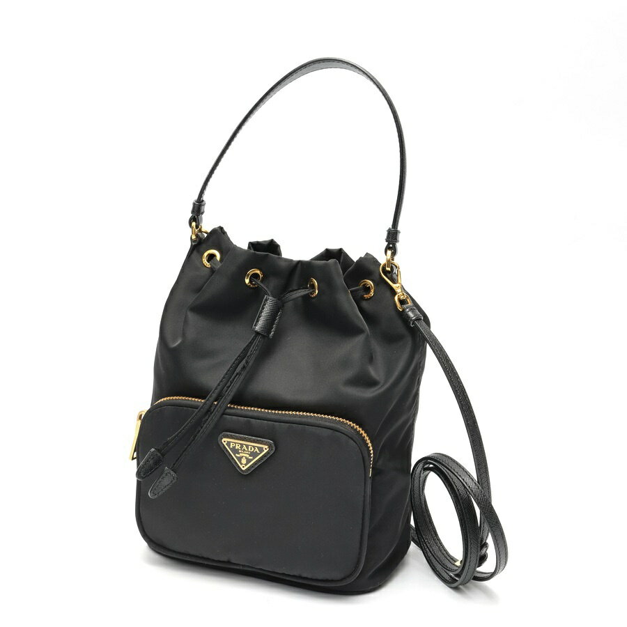Rakuten - 【中古】 プラダ / PRADA デュエット ナイロン ショルダーバッグ バケットバッグ 1BH038　ナイロン　ブラック 新入荷