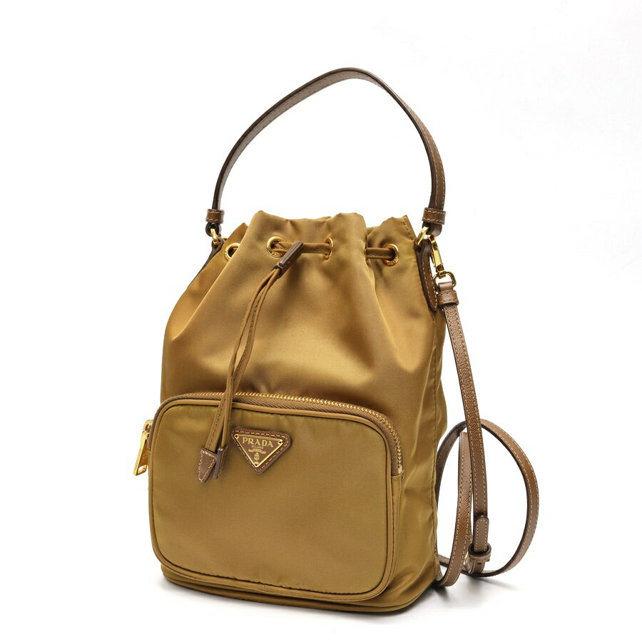 Rakuten - 【中古】 プラダ / PRADA デュエット ナイロン ショルダーバッグ バケットバッグ 1BH038　ナイロン　ベージュ系 新入荷