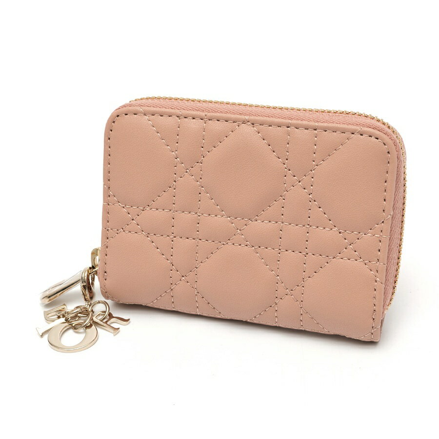 Rakuten - 【中古美品】 ディオール / DIOR レディディオール ヴォワヤジュール ジップ コインケース　S0985ONMJ カナージュ レザー　ピンクベージュ系 新入荷