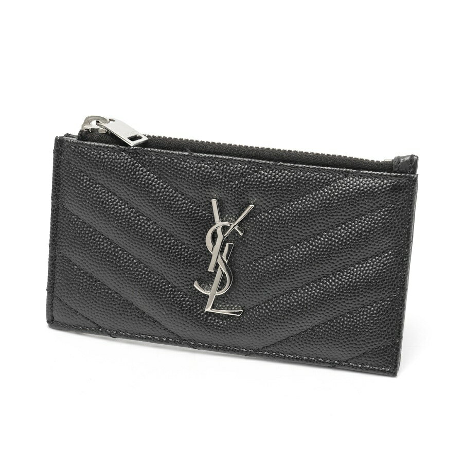 乐天商城 - 【中古美品】 サンローラン / SAINT LAURENT モノグラム フラグメント ジップ カードケース 607915BOW021000 グレイン ド プードルエンボスレザー　ブラック 新入荷