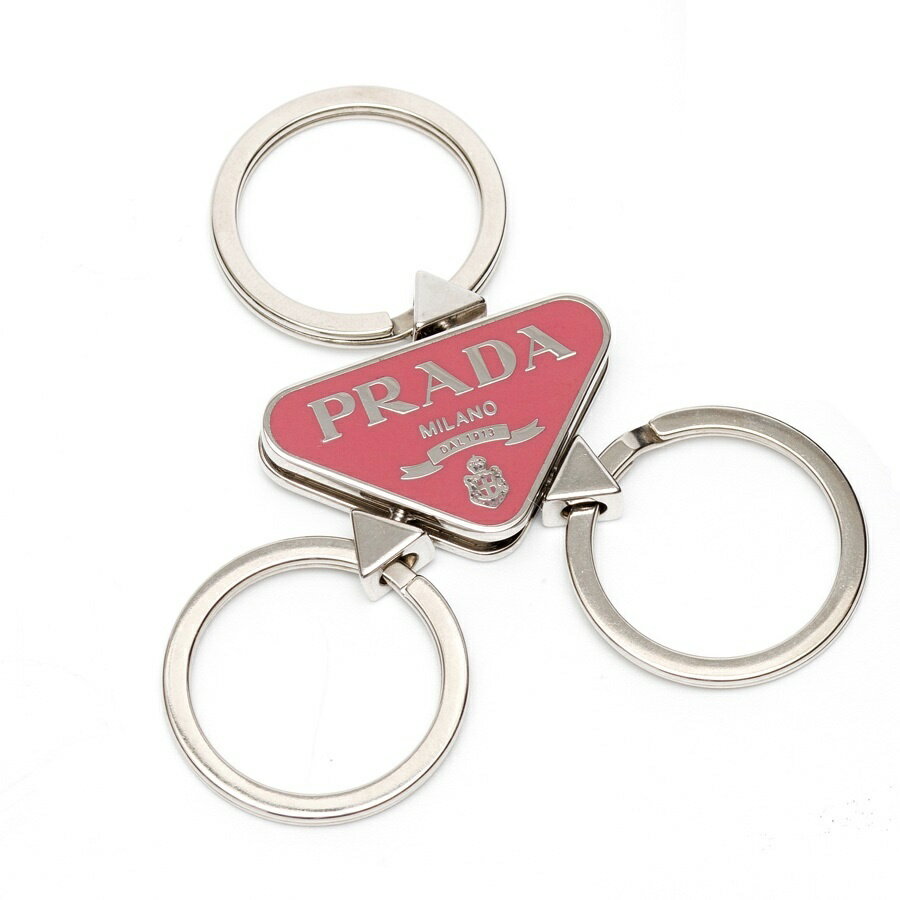 Rakuten - 【中古】 プラダ / PRADA トライアングル ロゴ キーリング 1AP274　メタル　ベゴニア 新入荷