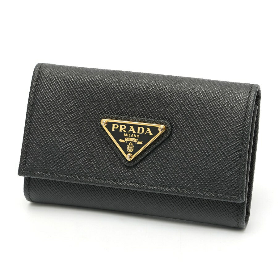 Rakuten - 【中古】 プラダ / PRADA サフィアーノ トライアングル キーケース 1PG004 　レザー　ブラック/ゴールド金具 新入荷