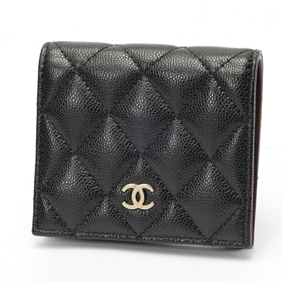 樂天商城 - 【中古】 シャネル/ CHANEL マトラッセ スモール ウォレット 二つ折り財布　AP3178 キャビアスキン　ブラック/ゴールド金具 新入荷