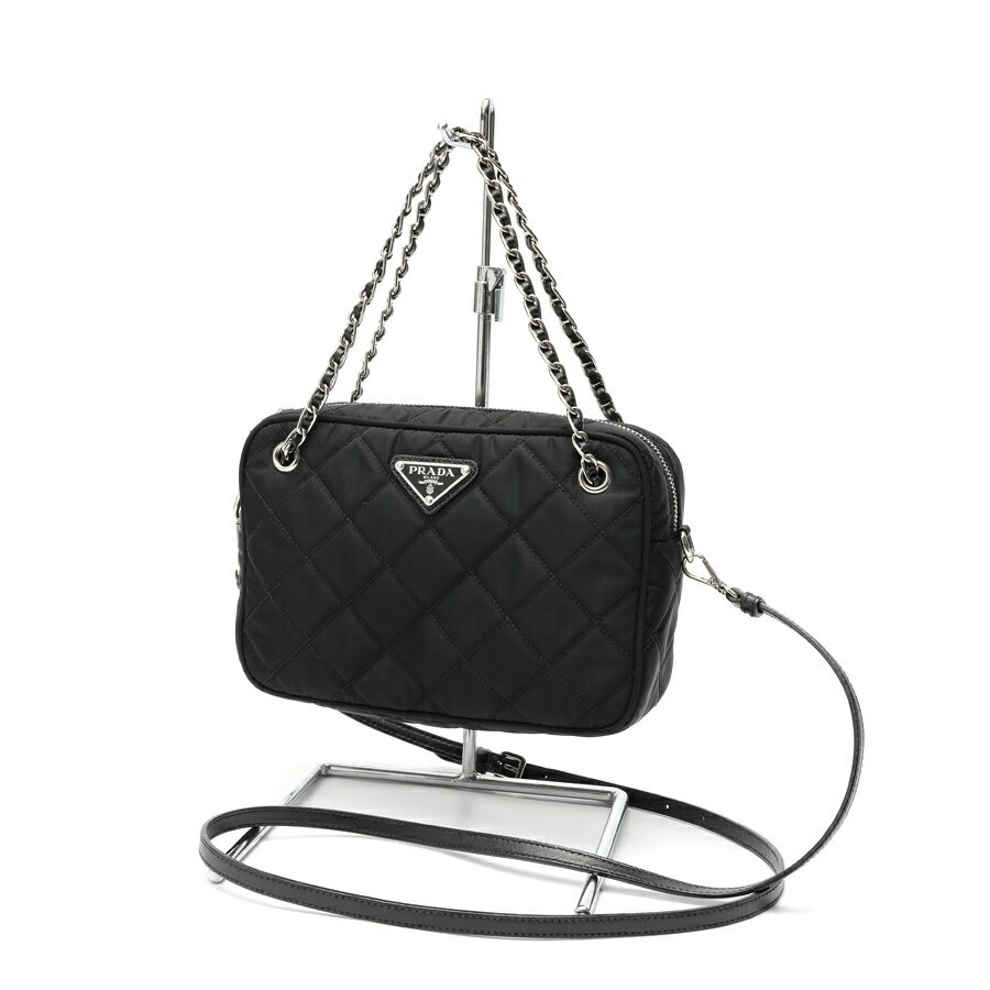 乐天商城 - 【中古】 プラダ / PRADA チェーン ショルダーバッグ　1BH910 キルティング ナイロン　ブラック 新入荷
