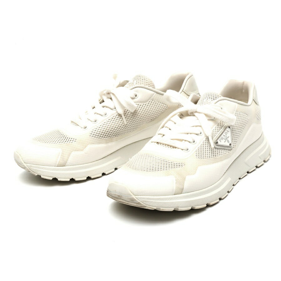 乐天商城 - 【中古】 プラダ / PRADA Prax 2.0 ファブリック スニーカー 2EE437　ホワイト　# 8 1/2 商品番号 B-160407　新入荷