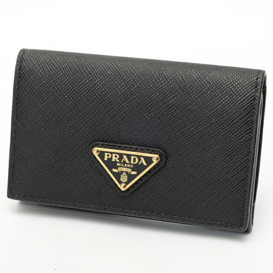 乐天商城 - 【中古】 プラダ / PRADA　サフィアーノ トライアングル カードケース 1MC110　レザー　ブラック 新入荷