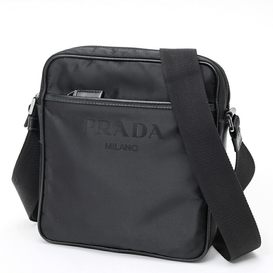 乐天商城 - 【中古】 プラダ / PRADA Re-Nylon × サフィアーノレザー ショルダーバッグ　2VH143　ナイロン　ブラック 新入荷