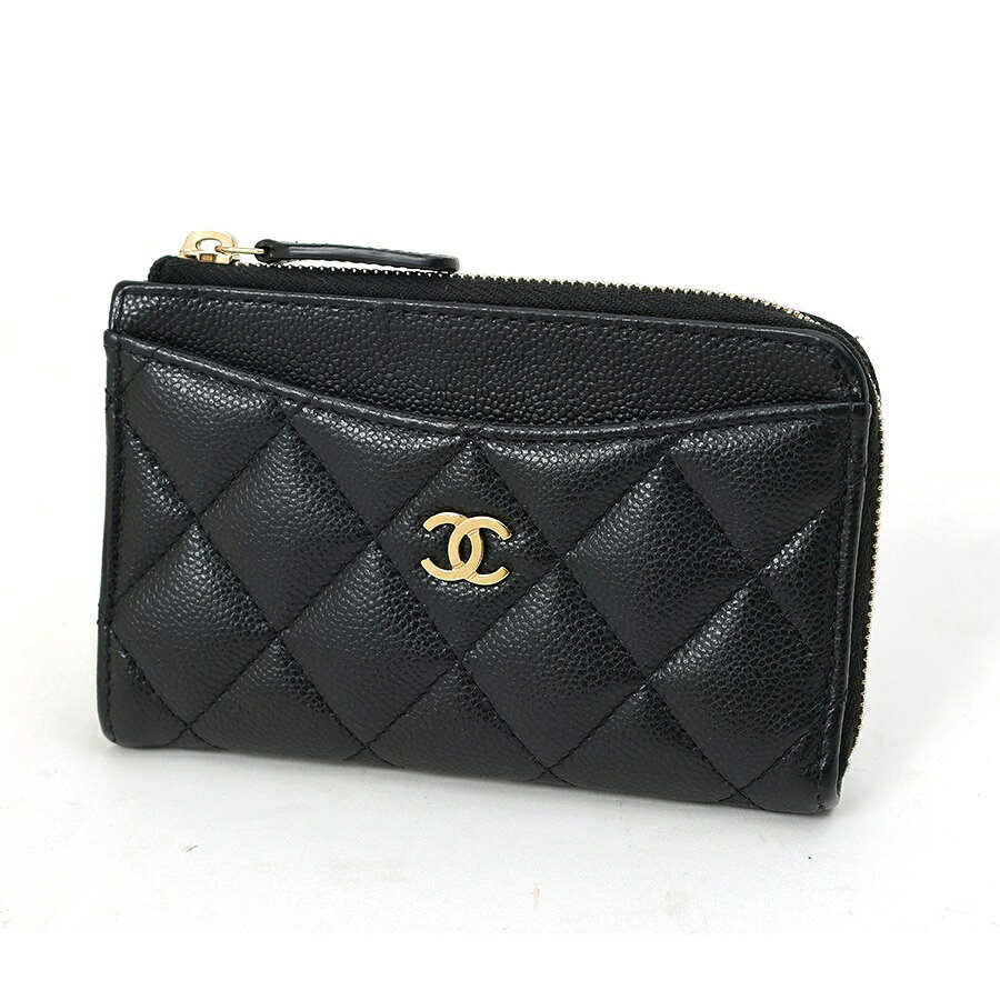 【中古】 シャネル / CHANEL　タイムレス クラシック L字ファスナー コイン カードケース AP3179　キャビアスキン　ブラック 新入荷